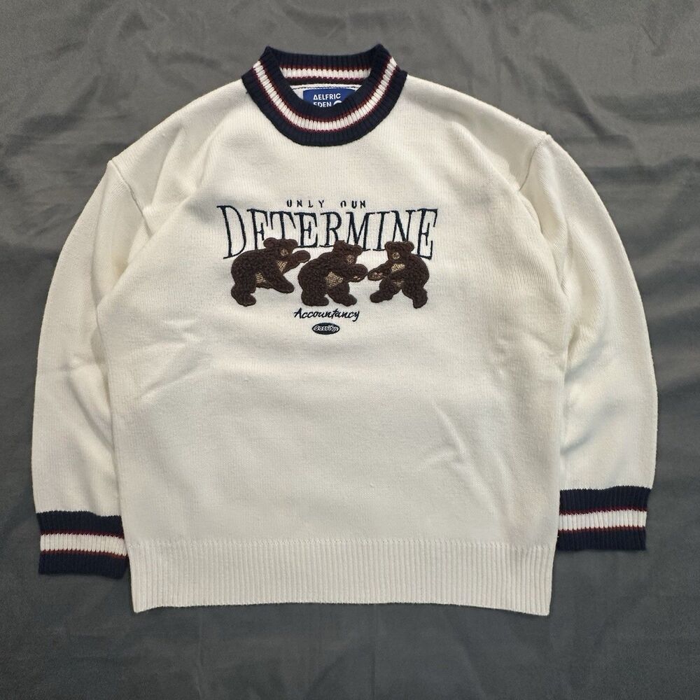 Aelfric Eden Bear Sweater Determine Embroidered Crewneck Unisex Outdoors